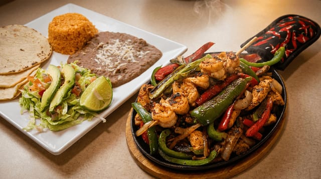 Fajitas Mixta (Chicken, Steak, Shrimp).