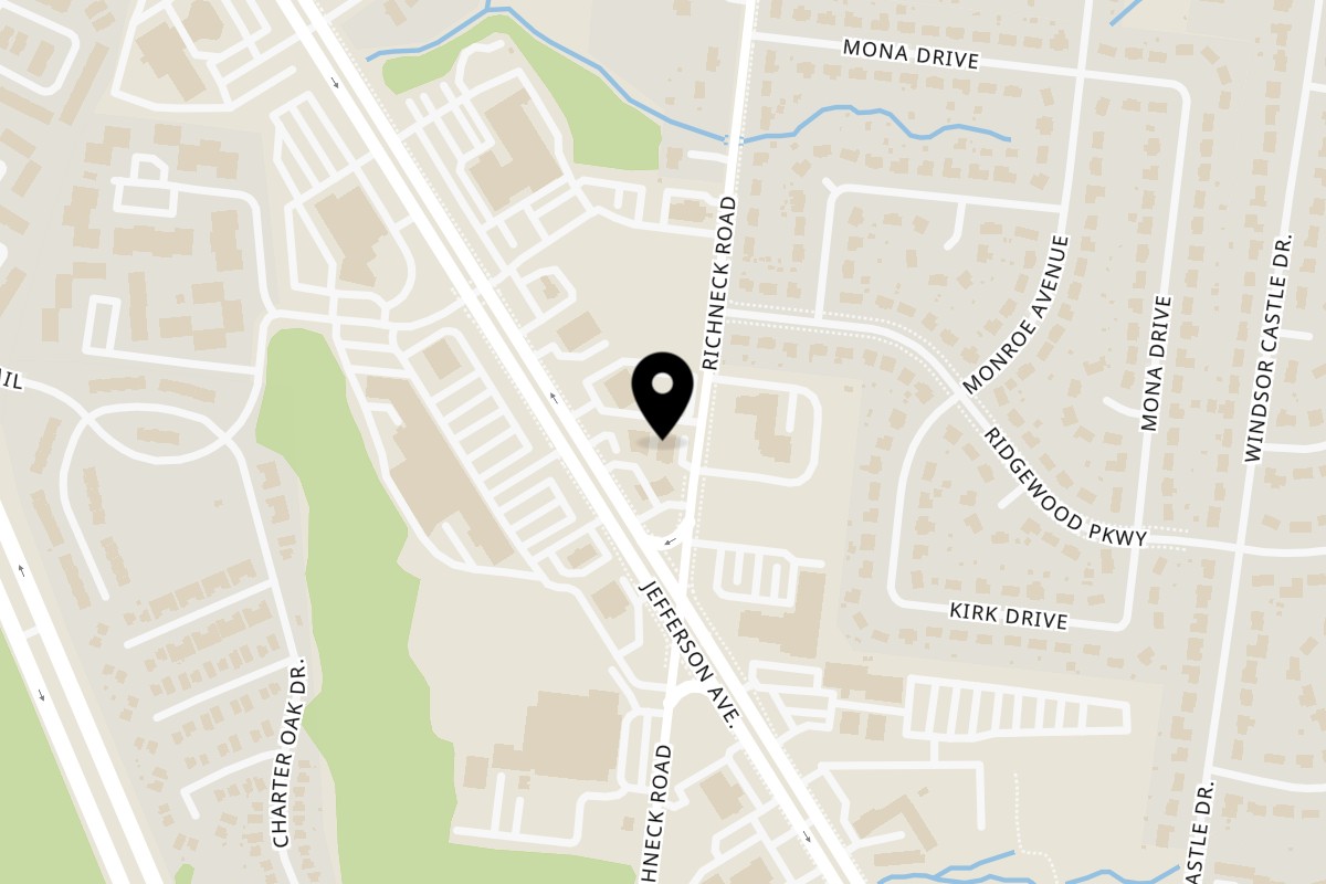Map showing the location of Cazadores Mexican Grill Carniceria on 203 Richneck Rd Ste B in Newport News